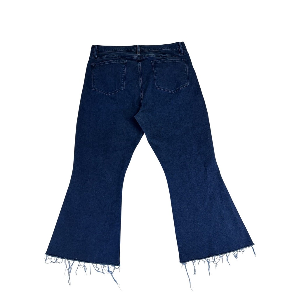 FRAME Le Crop Flare Raw After Jeans High Rise Ankle Fiona Dark Wash Blue Size 34 - Picture 6 of 8